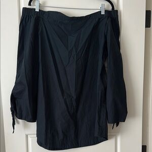 Free People Black Off-Shoulder Bell Sleeve Blouse